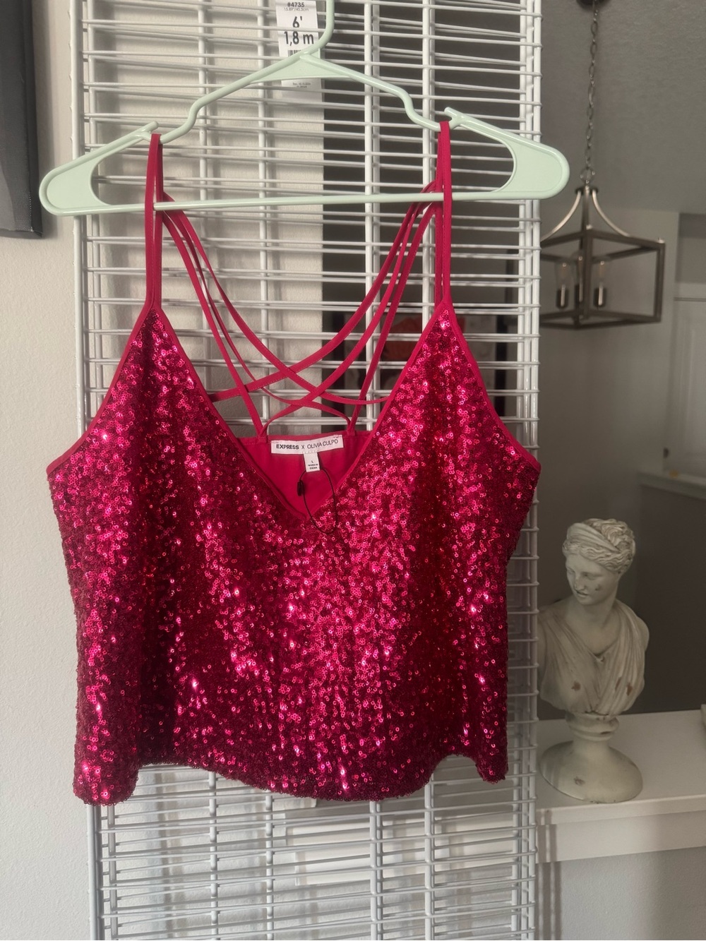 Express Hot Pink Sequin Strappy Cami
